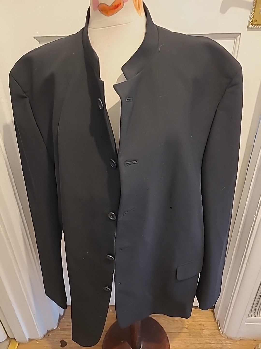 Mens A W Trench Size XL Wool Black Padded Lined Blazer