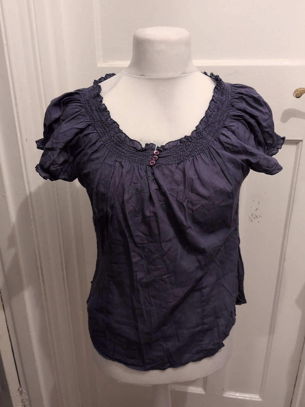 Zero EU 38 Navy Short Sleeve Blouse Top