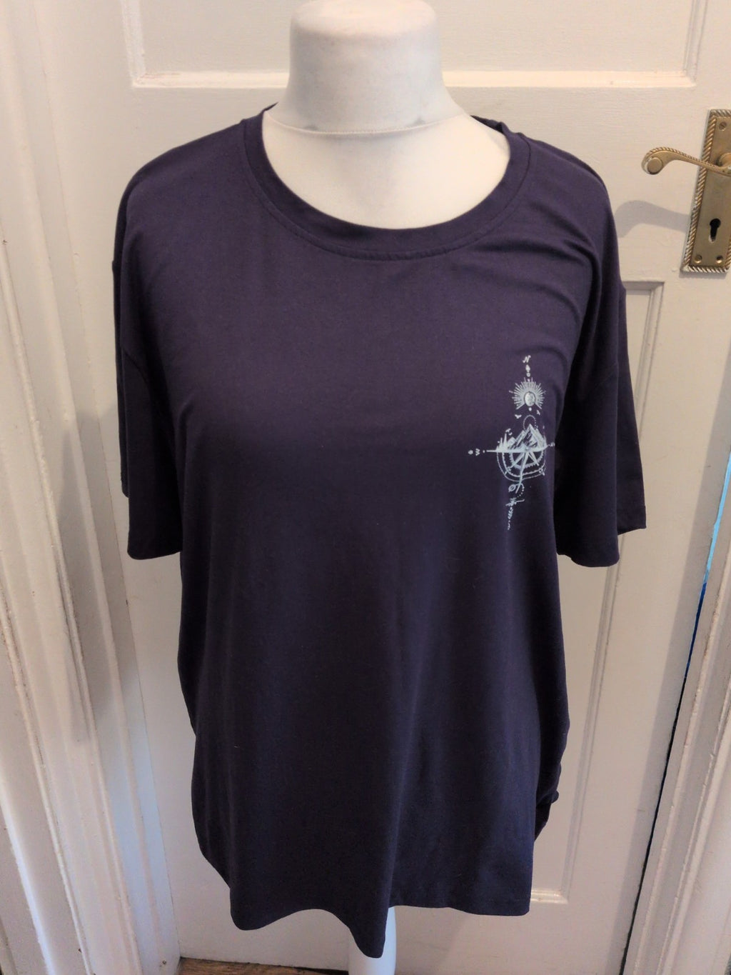 Manfinity 2XL Navy Compass Print Short Sleeve T-shirt