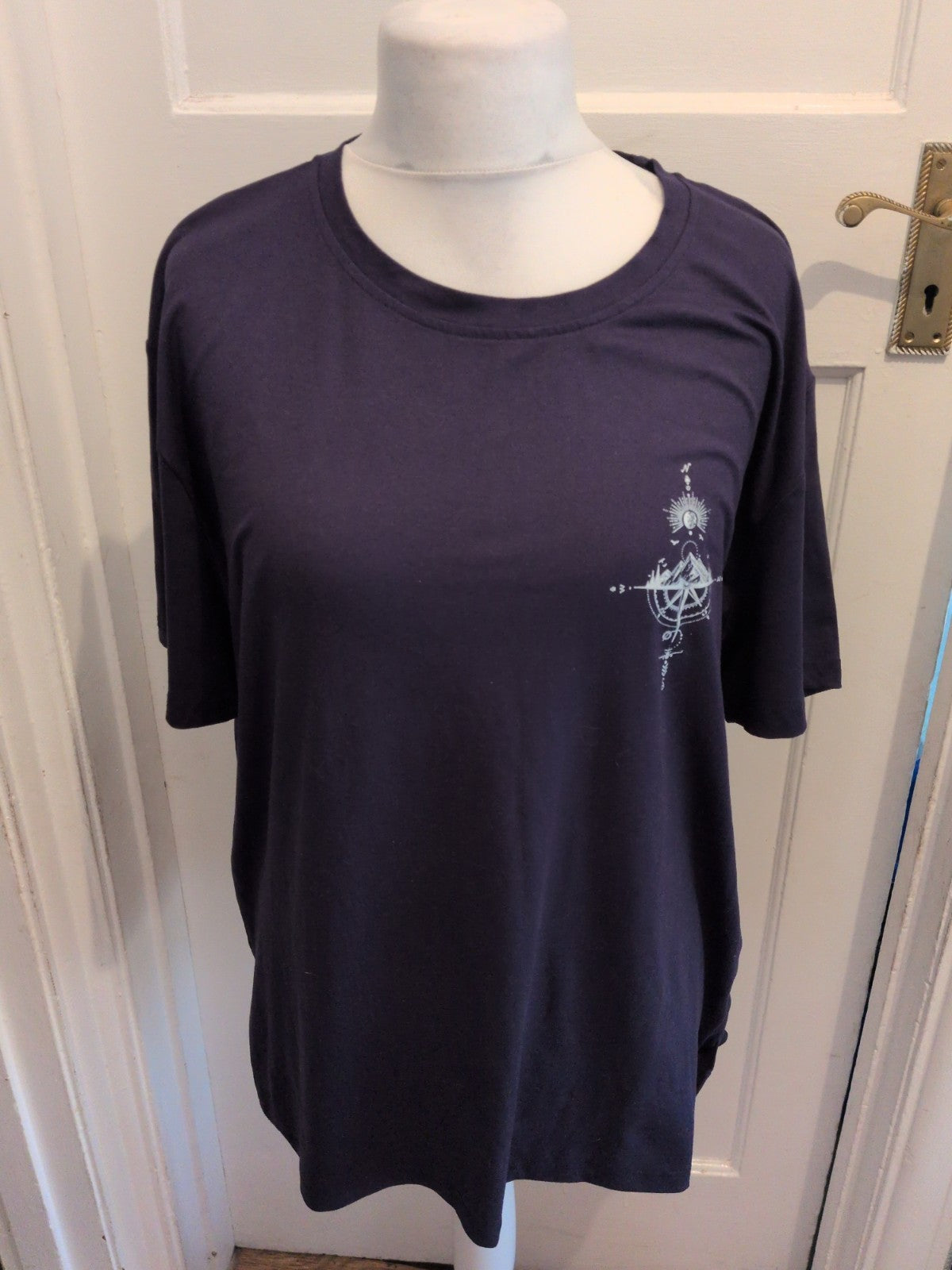 Manfinity 2XL Navy Compass Print Short Sleeve T-shirt