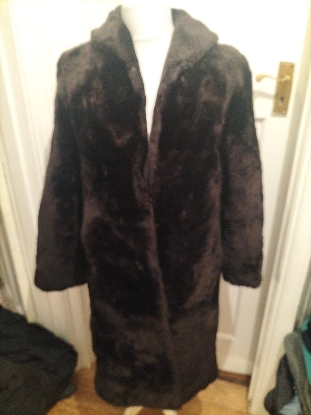 Ladies Size XL Dark Brown/Black Furry Lined Very Heavy Jacket Faux Fur