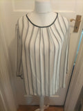 Brand New Ladies Bonmarche Size 16 White With Spot Pattern Long Sleeve Blouse