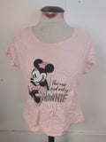 Ladies Pep&Co Size 12-14 Pink Minnie Mouse Short Sleeve Pyjama Top Small Mark On