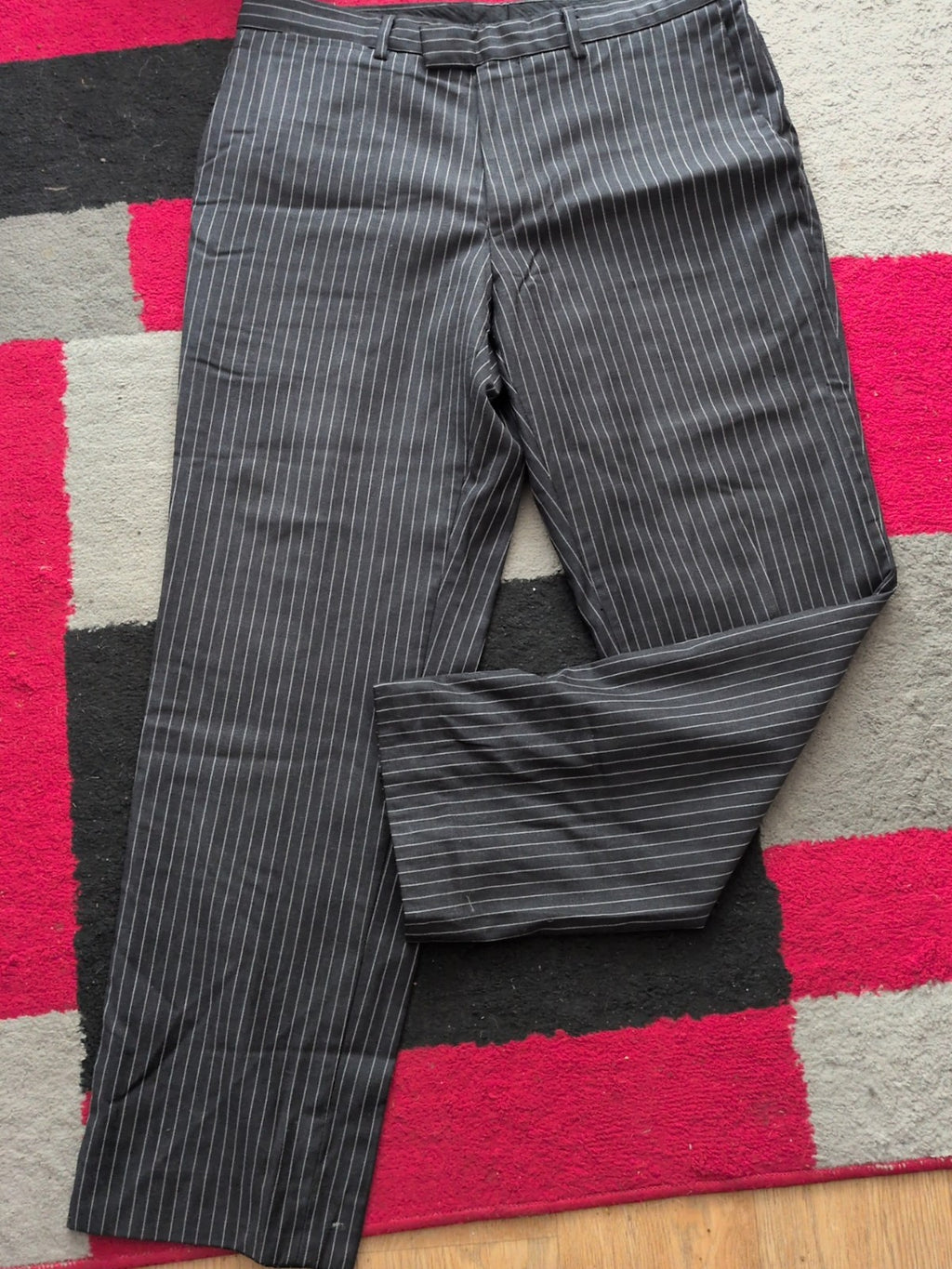 Next 34 Short Black Stripe Trousers
