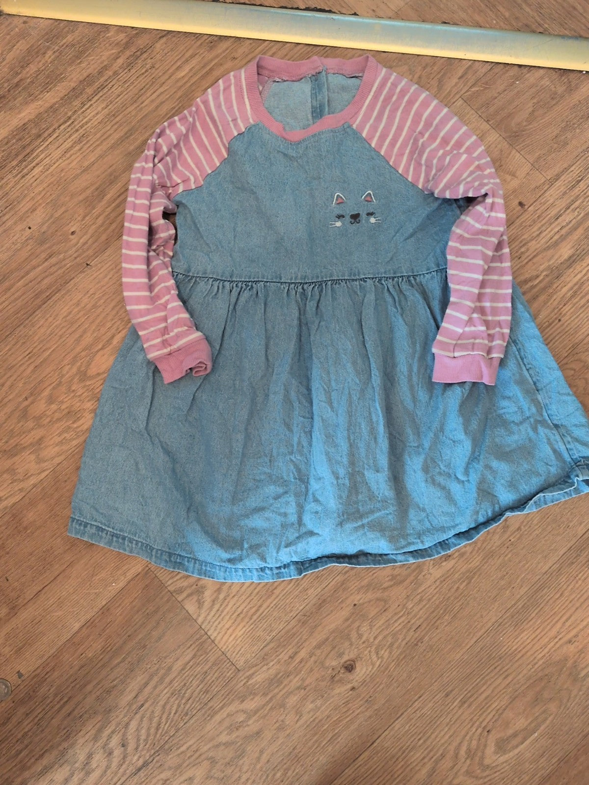 Nutmeg 4-5 Years Denim And Pink Dress