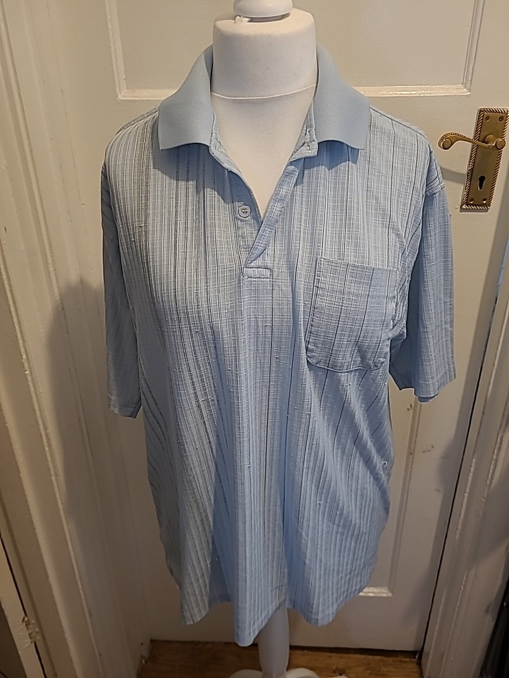 Mens Tootal Size Xxl Pale Blue Textured Short Sleeved Polo
