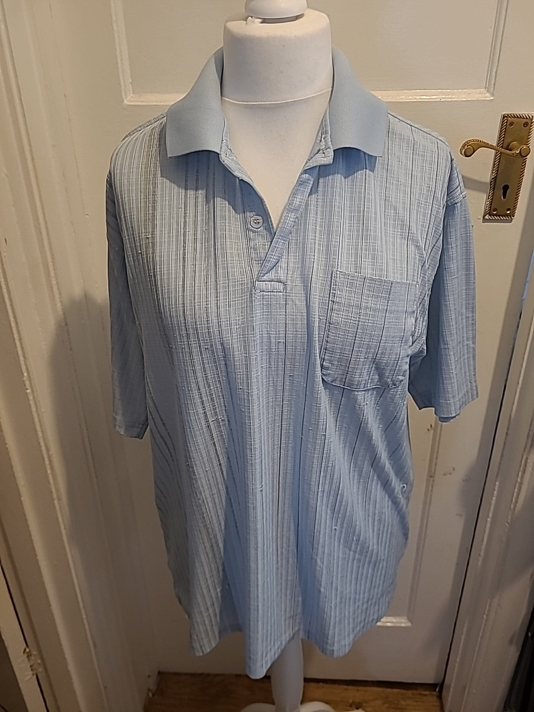 Mens Tootal Size Xxl Pale Blue Textured Short Sleeved Polo