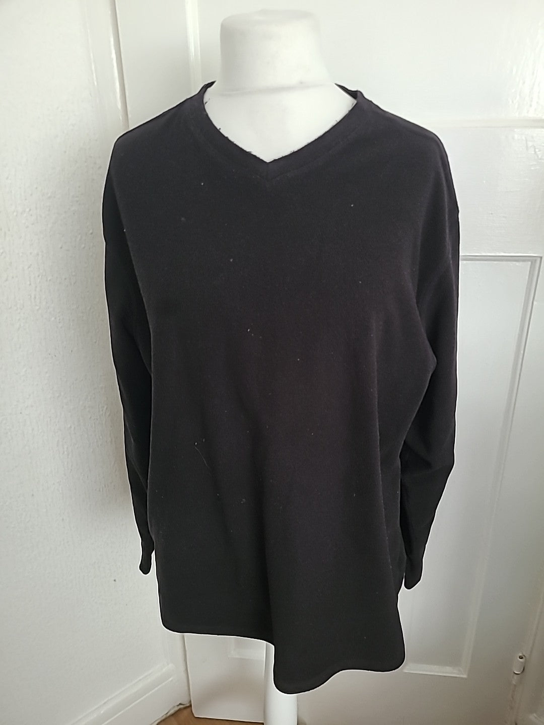 Mens Blue Harbour Size L Black Fleece Long Sleeved Jumper