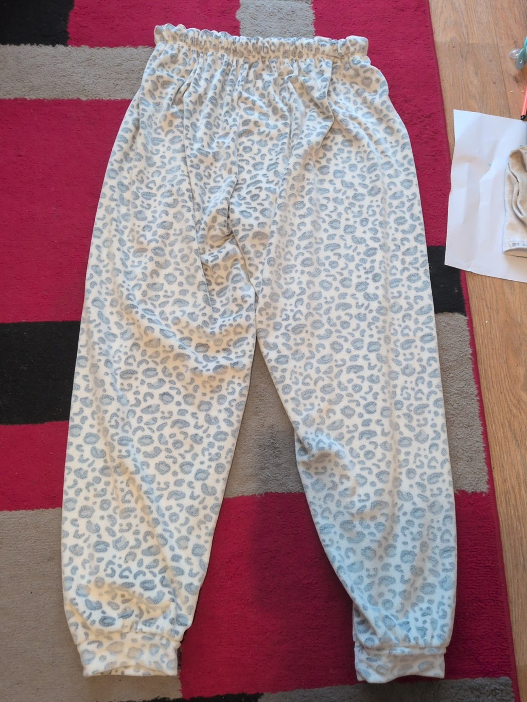 Ladies Primark Size 12/14 Black/Blue/White Patterned Elasticated Pyjama Bottoms