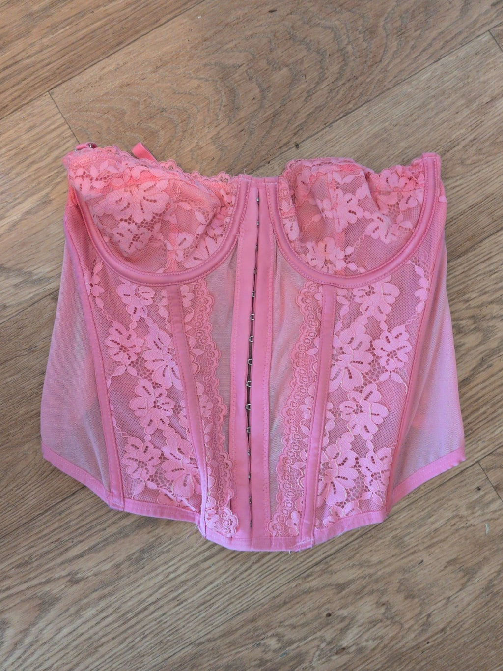 Primark 34C Pink Front Fasten Boned Wired Corset Bra