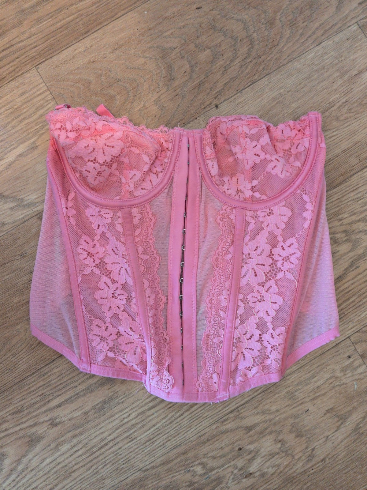 Primark 34C Pink Front Fasten Boned Wired Corset Bra