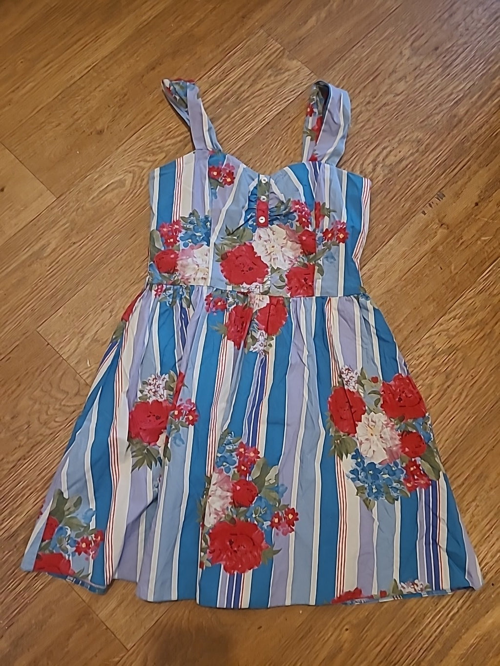 Ladies Primark Size 10 Multicoloured Floral Sleeveless Knee Length Dress