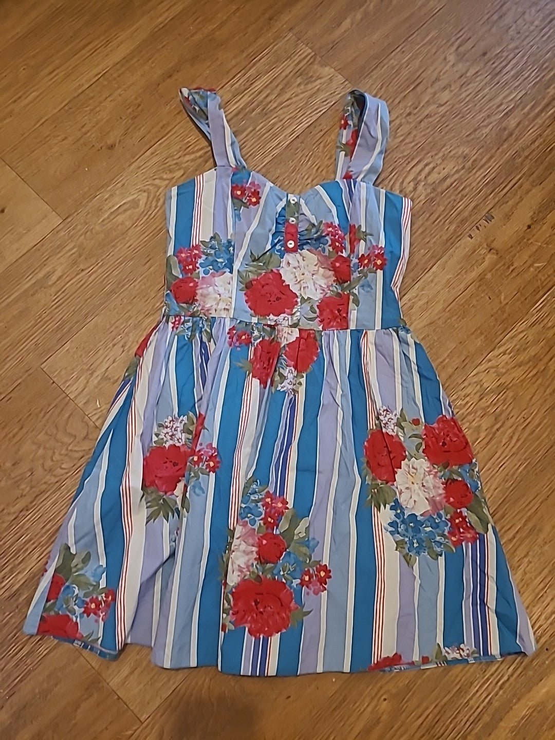Ladies Primark Size 10 Multicoloured Floral Sleeveless Knee Length Dress