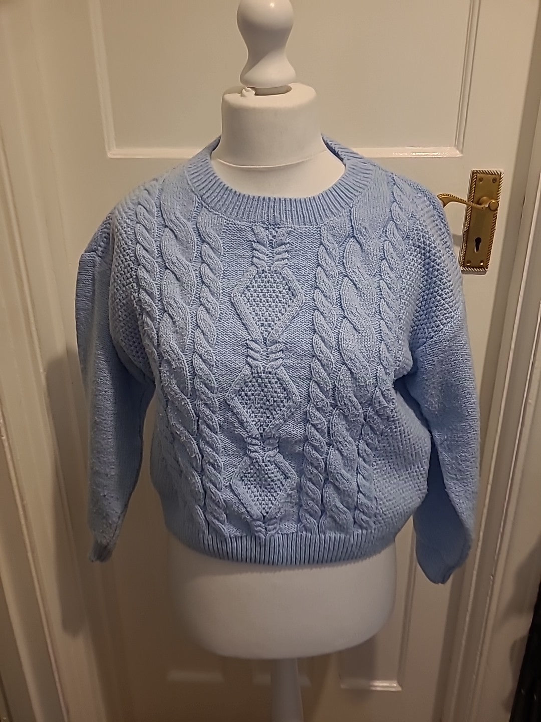 Ladies Shein Size Large Baby Blue Patterned Knit Jumper