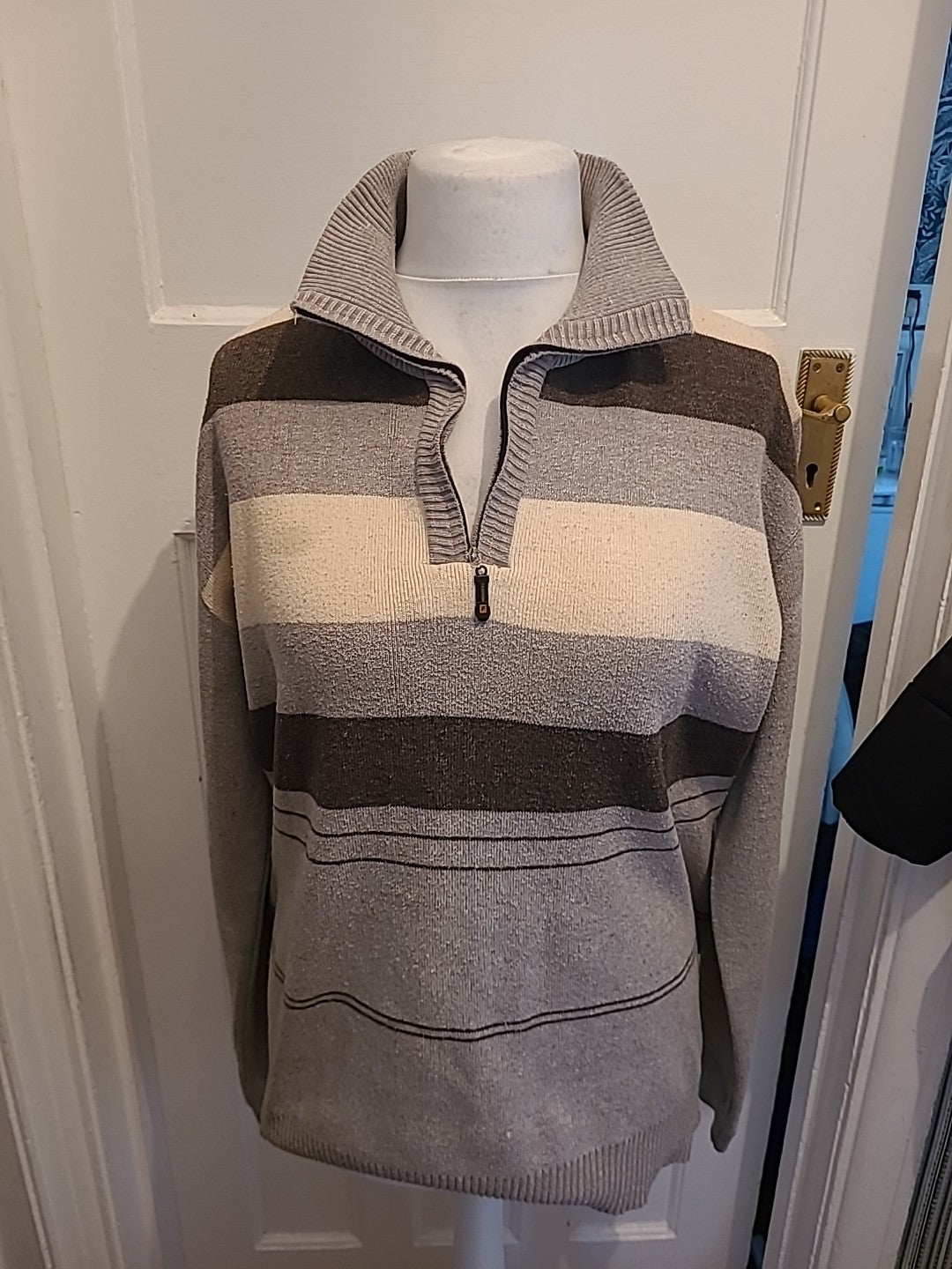 Mens Lina Fashion Size 2XL Grey Patterned Pullover Jumper