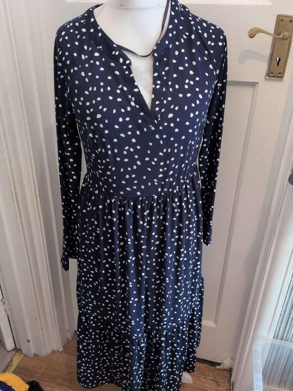 Pep&Coedoum Navy Spot Long Sleeve Dress