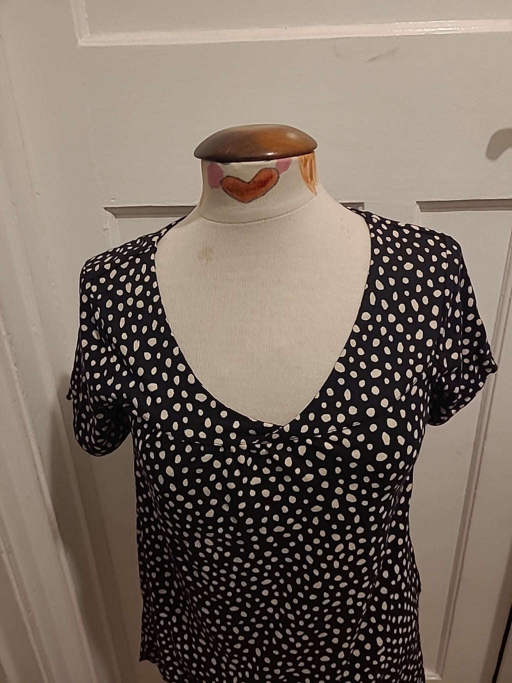 Ladies Fat Face Size 6 Polkadot Short Sleeved Blouse