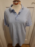 Mens George Size Large Light Blue Collard Short Sleeve Polo Shirt
