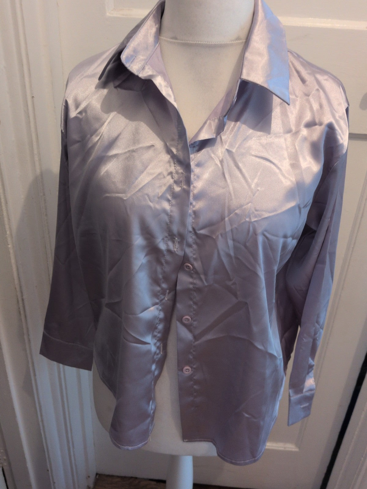 Small Silver Buttoned Long Sleeve Pyjama Top