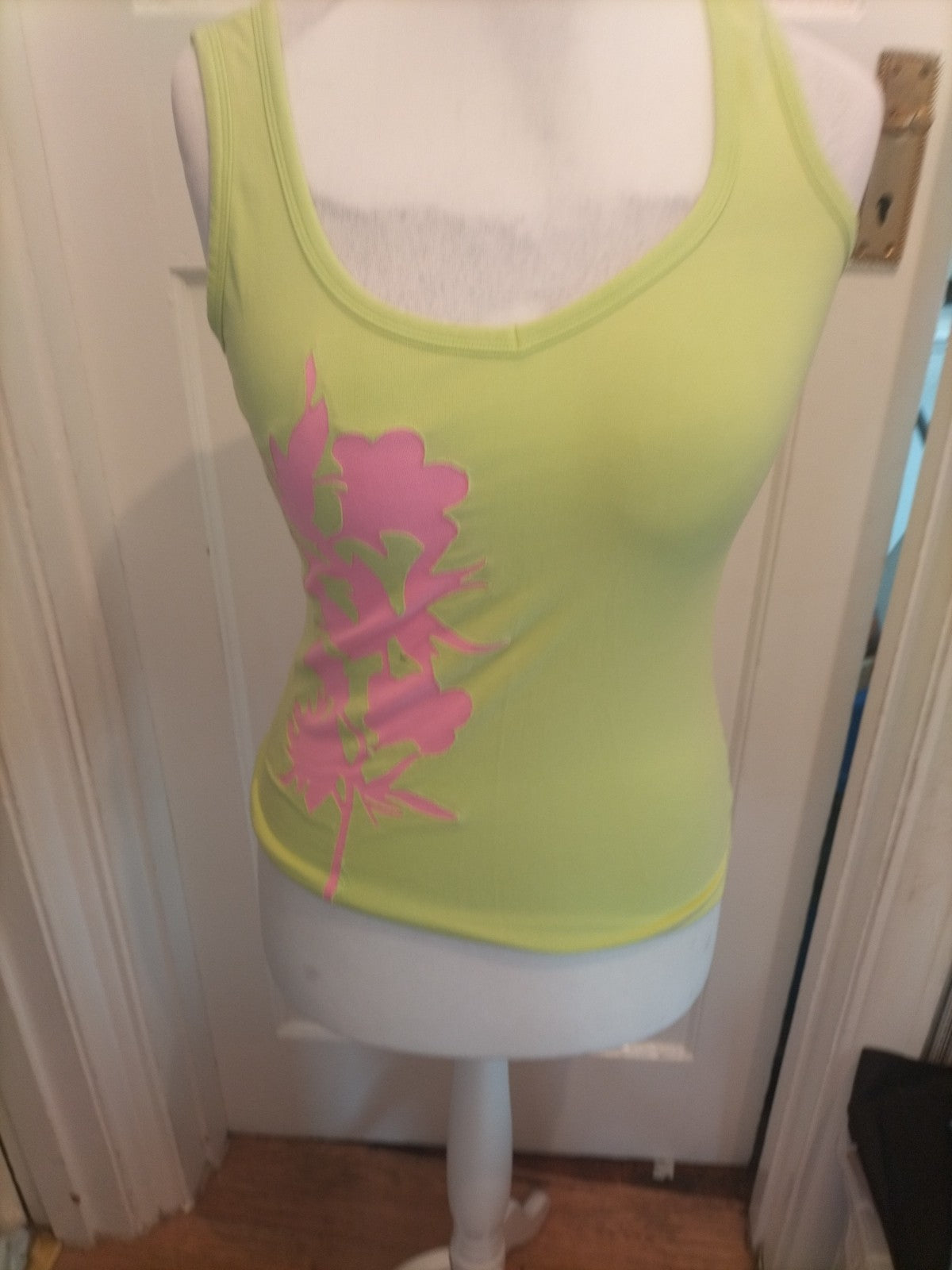 Ladies In Wear Size Large Pale Green And Pink Sleeveless T-shirt