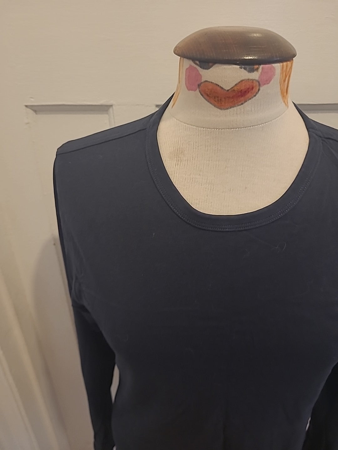 Ladies Next Size Small Navy Cotton Crew Long Sleeved Tshirt