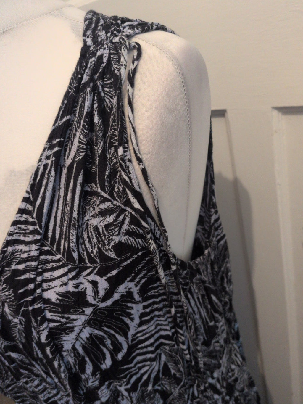 Bonmarche 22 Black And Grey Sleeveless V Neck Maxi Dress Long Length
