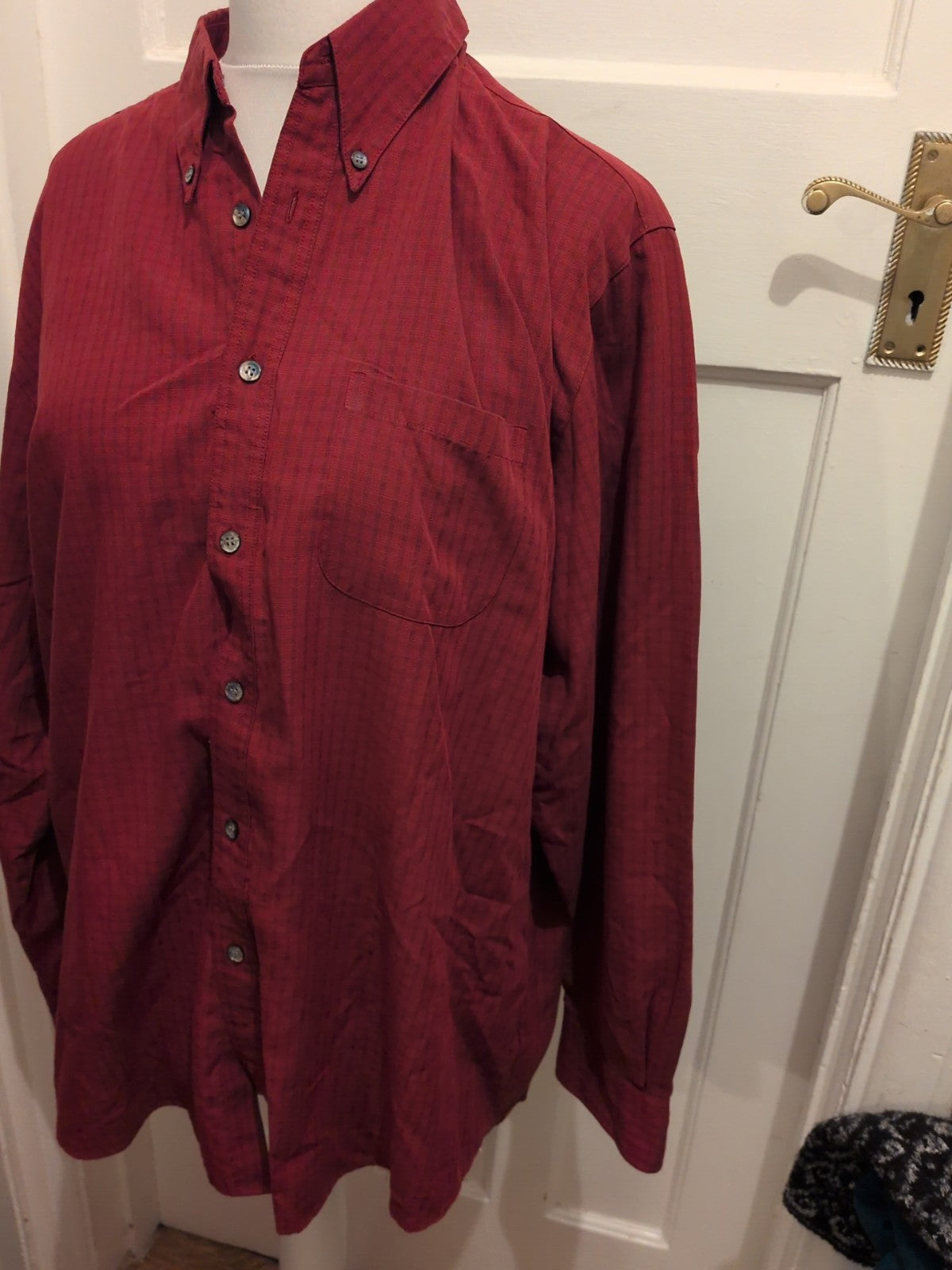 Burton Large Purple With Faint Navy Check Long Sleeve Soft Touch Shirt