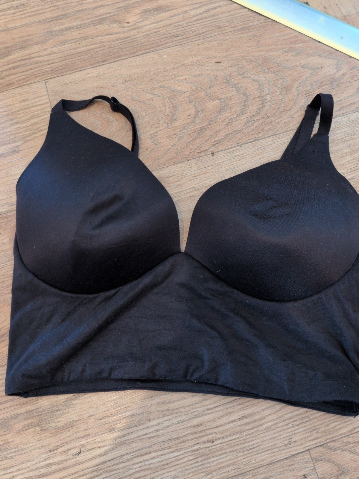 34D Black Padded No Wires Bra With Lower Material