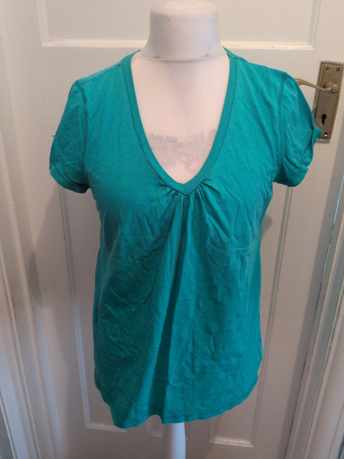 Cherokee 16 Dark Mint V Neck Short Sleeve Blouse