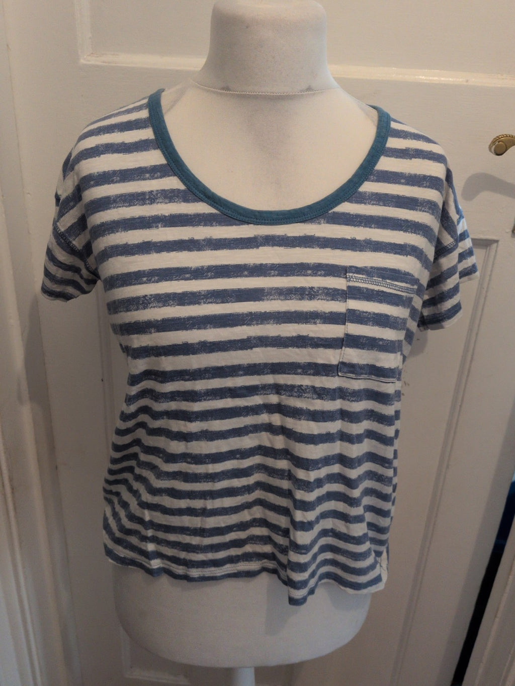 Next Petite 12 Blue And White Stripe Short Sleeve T-shirt