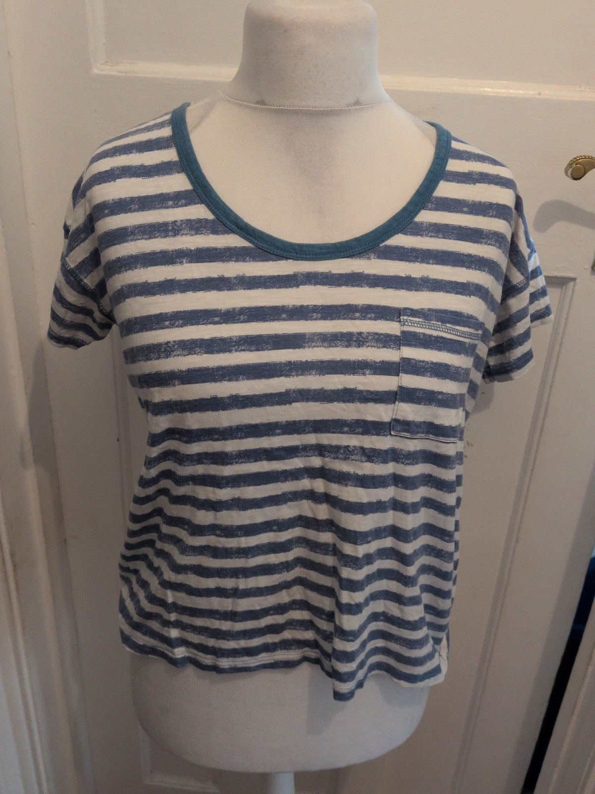 Next Petite 12 Blue And White Stripe Short Sleeve T-shirt