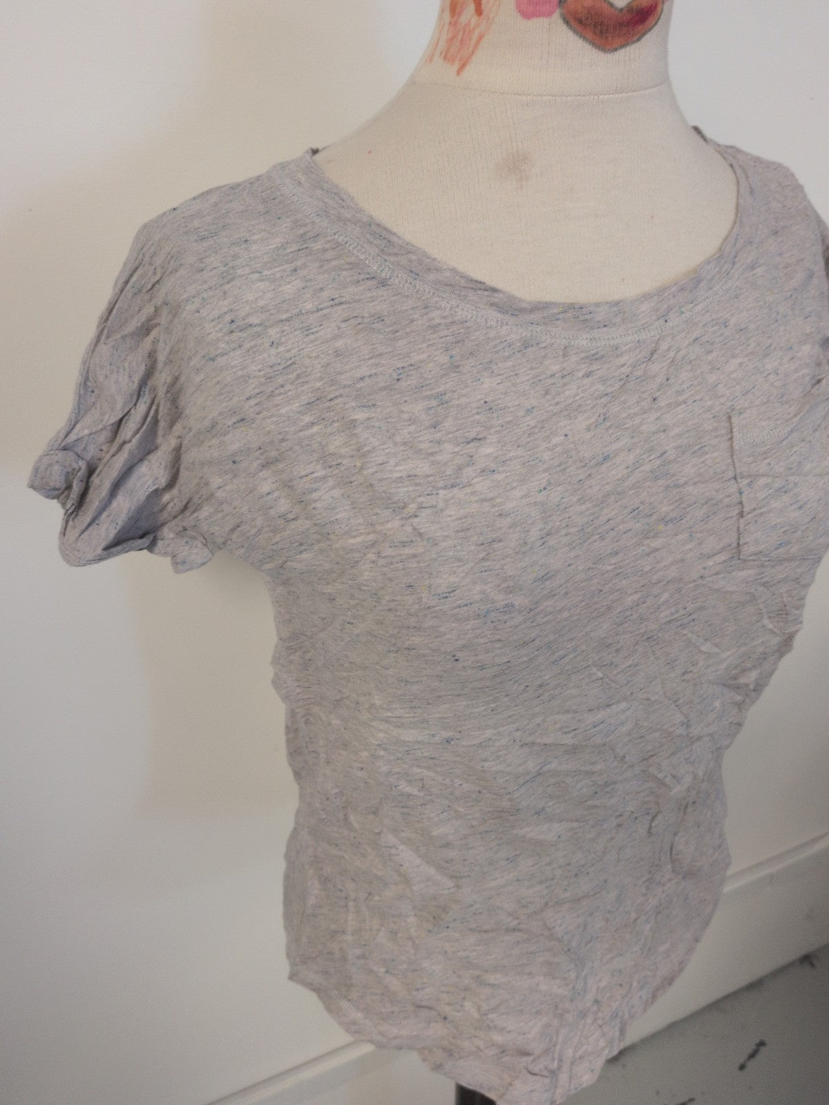 Ladies Uniqlo Size Small Grey With Blue Fleck Short Sleeve T-shirt
