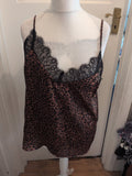 Primark XL Leopard Print With Black Frill Sleeveless Pyjama Top