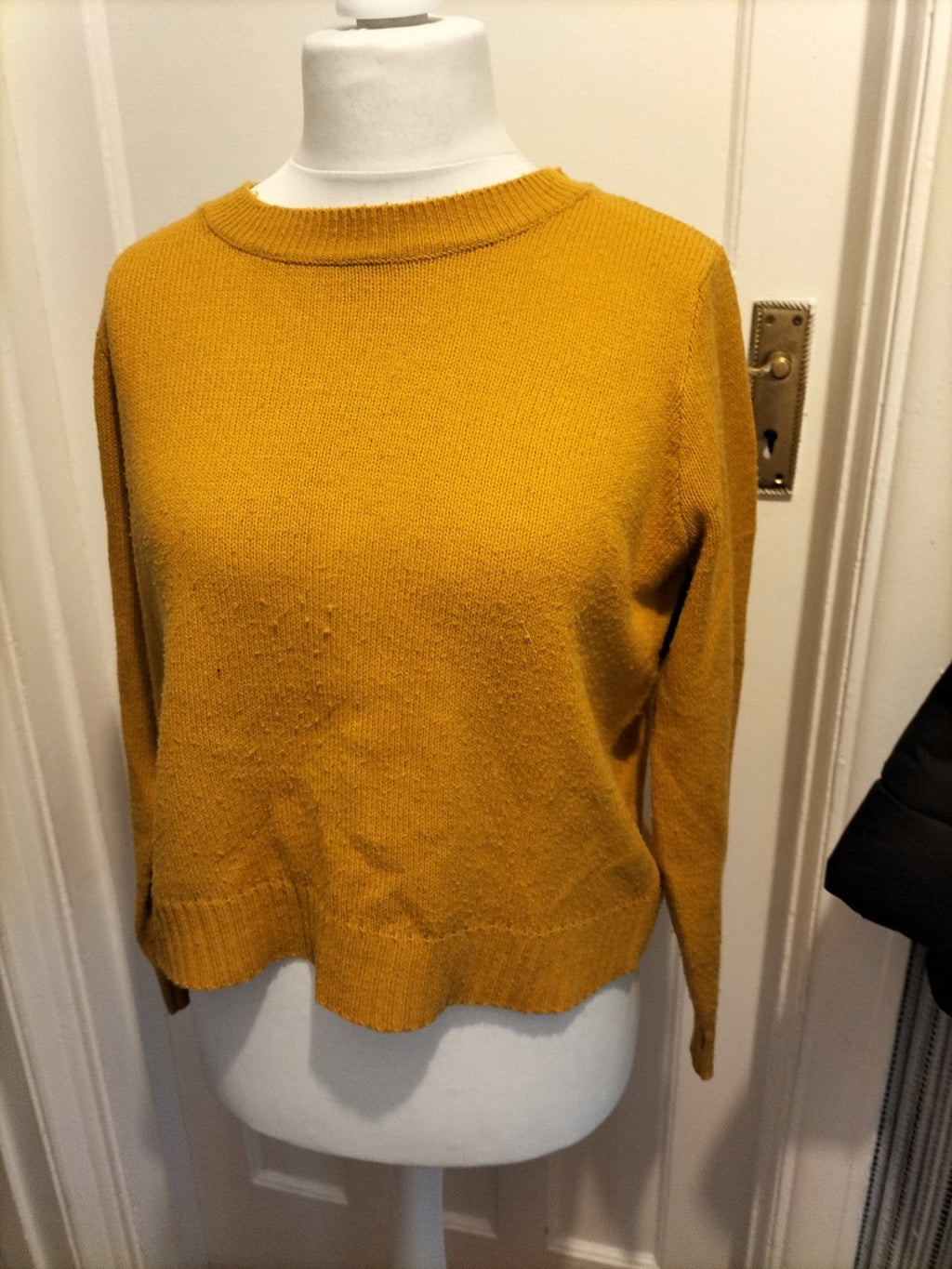 Ladies Divided Size M Mustard Long Sleeved Jumper Bobbling