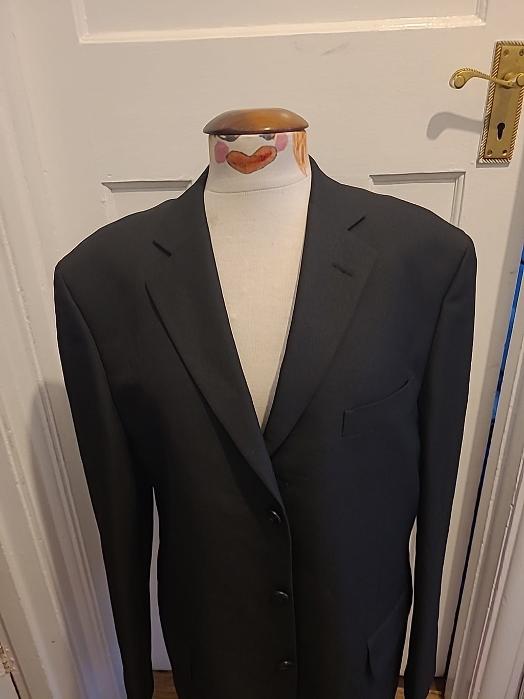Mens Marks And Spencer Size 42L Black Padded Lined Blazer