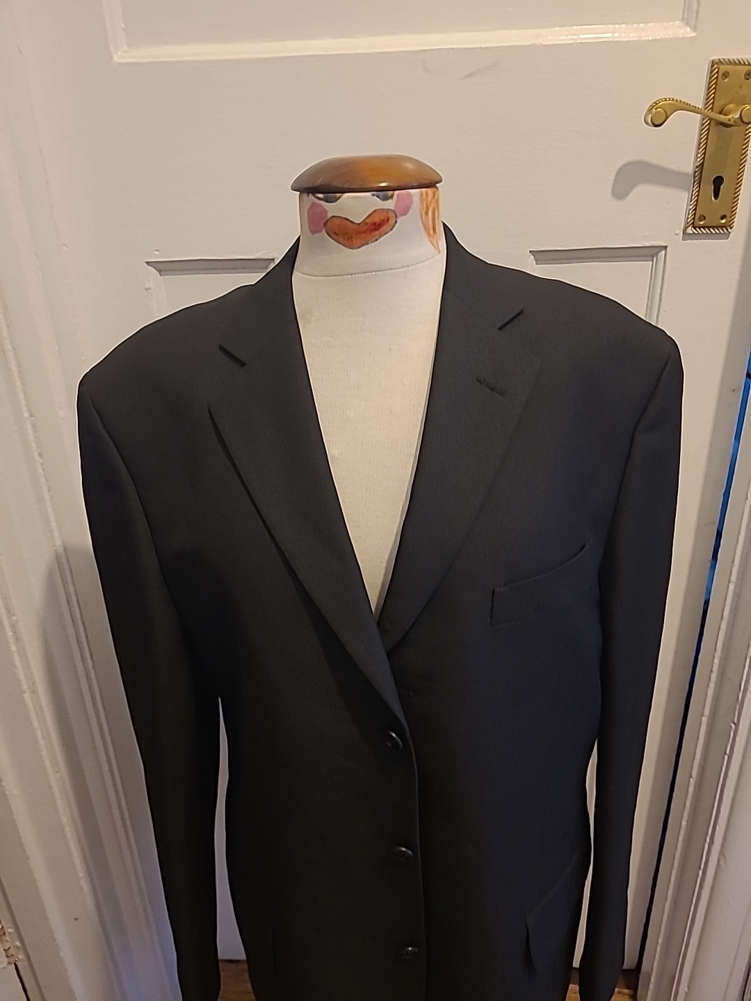 Mens Marks And Spencer Size 42L Black Padded Lined Blazer