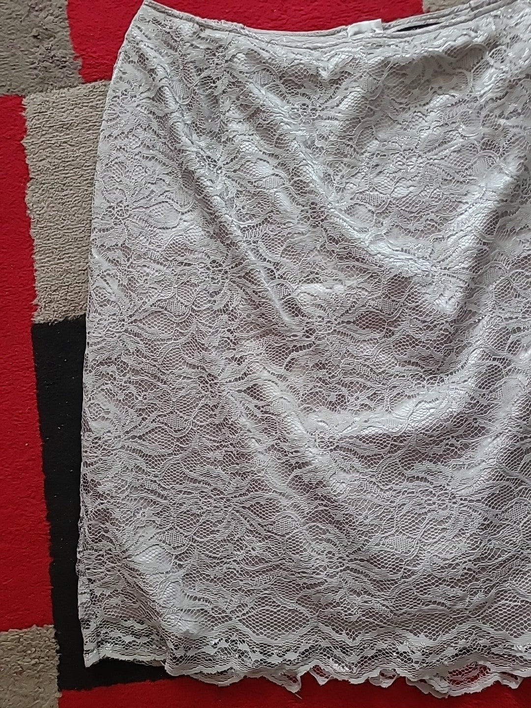 Ladies Together Size 16 Silver Grey Lace Lined Midi Skirt