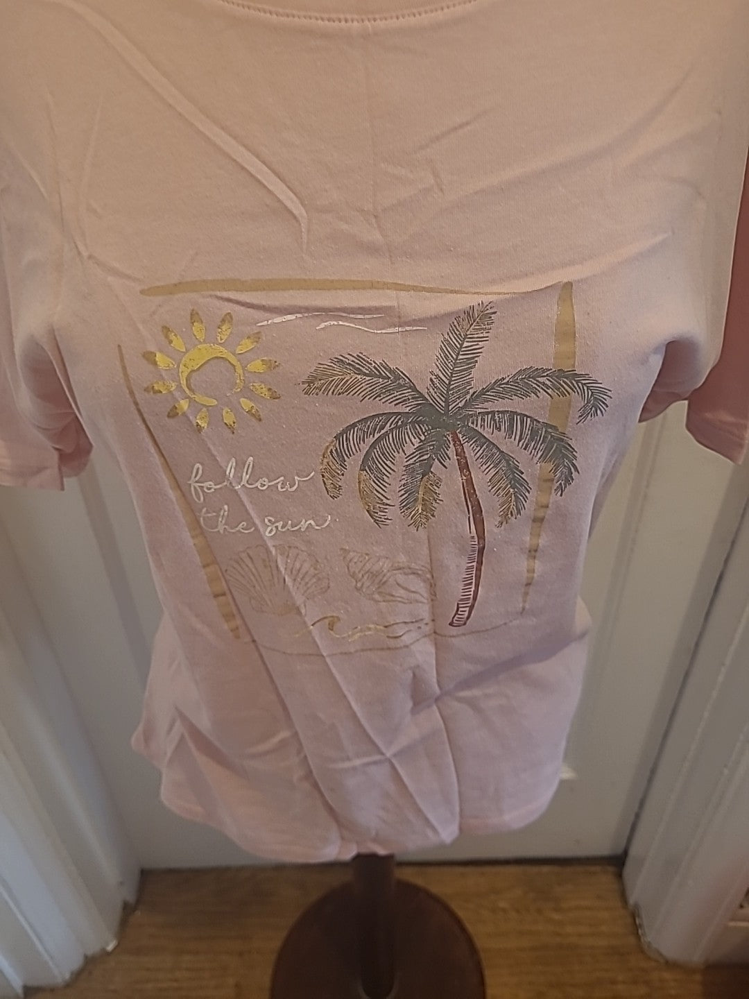Ladies Day Dreams Size Small Pink Palm Tree Pyjama Top