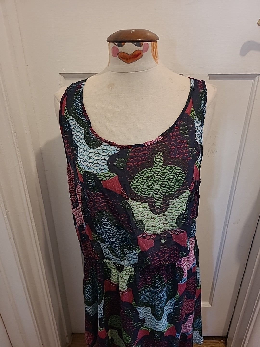 Ladies H&M Size XL Multicoloured Open Back Semi See Through Dress