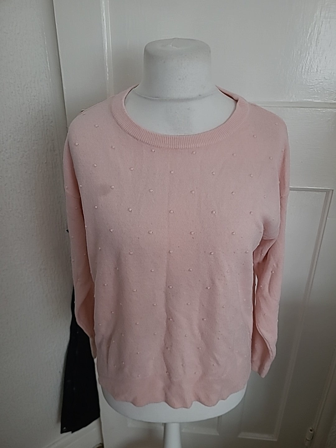 F&F 12 Baby Pink Raised Texture Long Sleeved Pullover Jumper