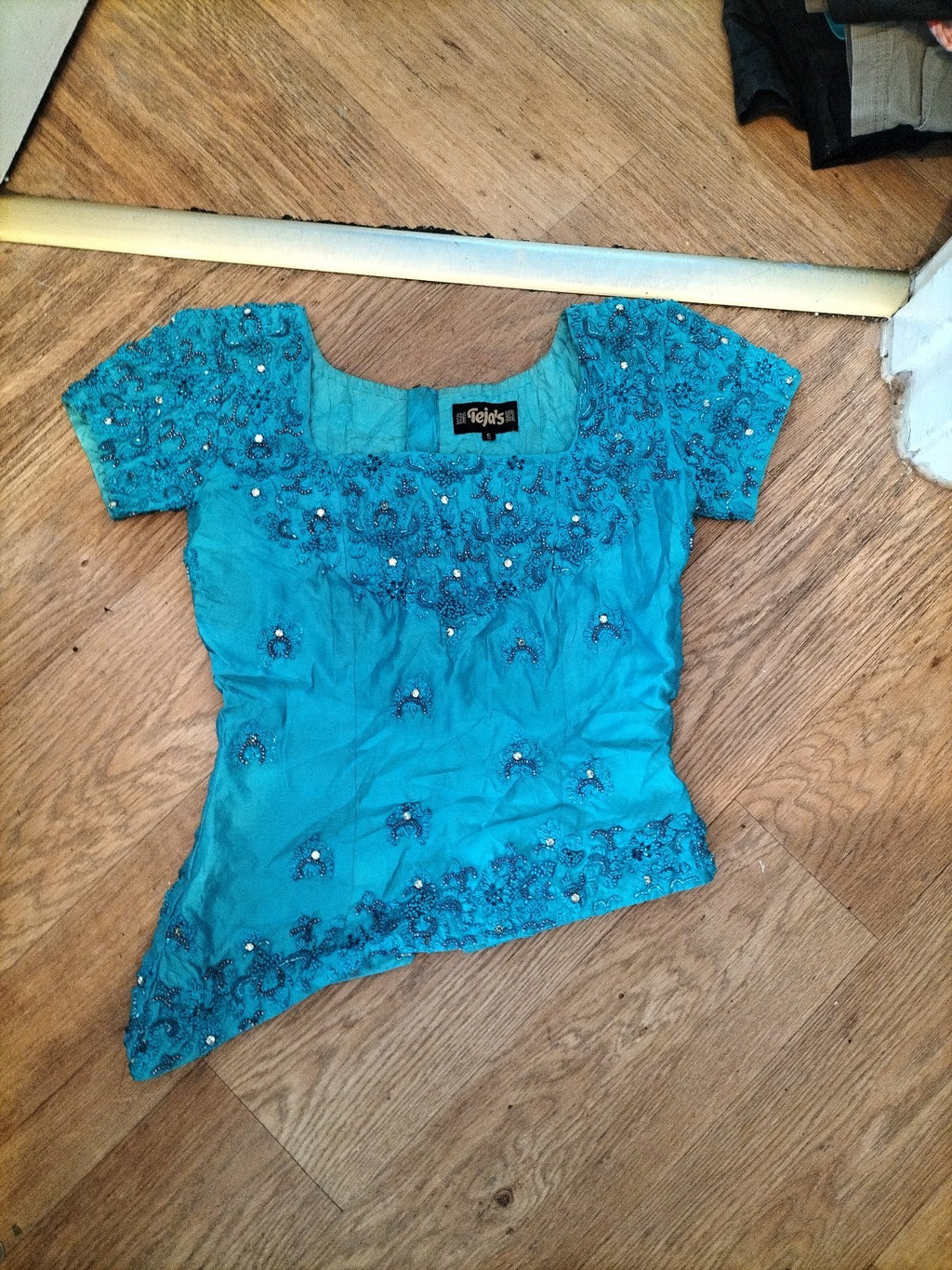 Tejas Small Pattern Turquoise Blouse