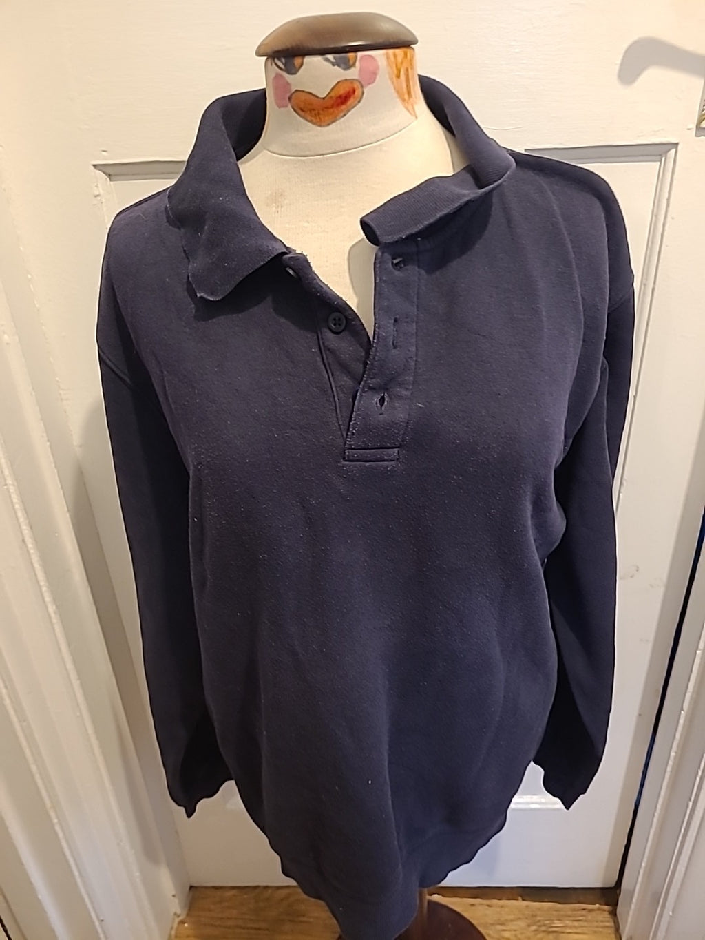 Mens Easy Xl Navy Long Sleeve Collared Jumper