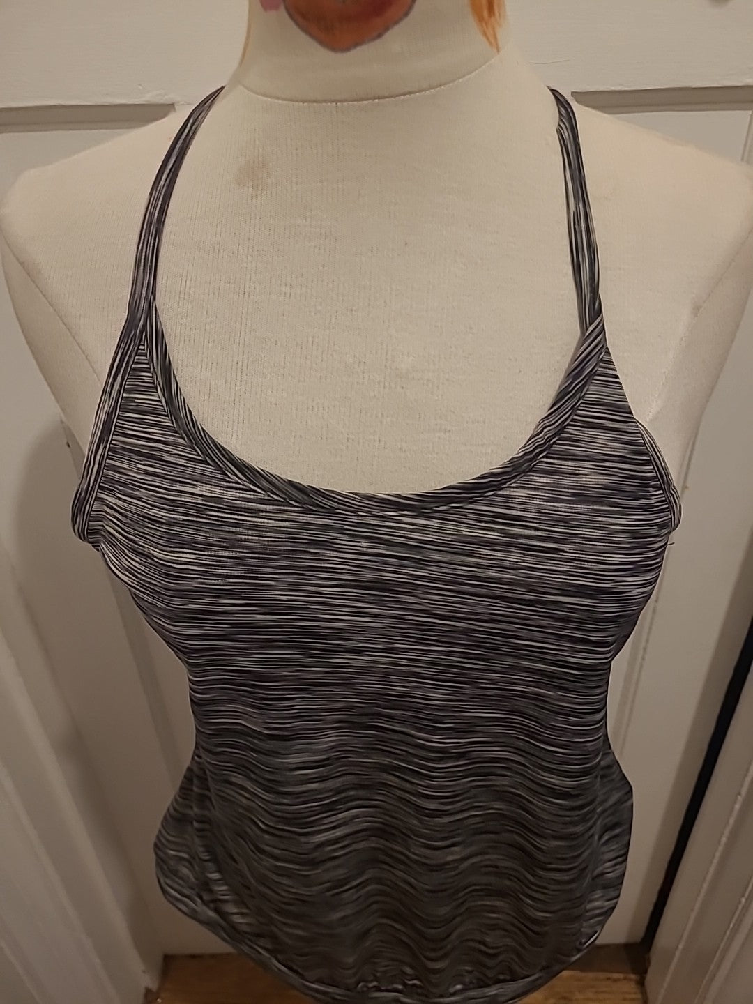 Ladies H&M Sport Size Medium Grey Fleck Racer Style Vest Top