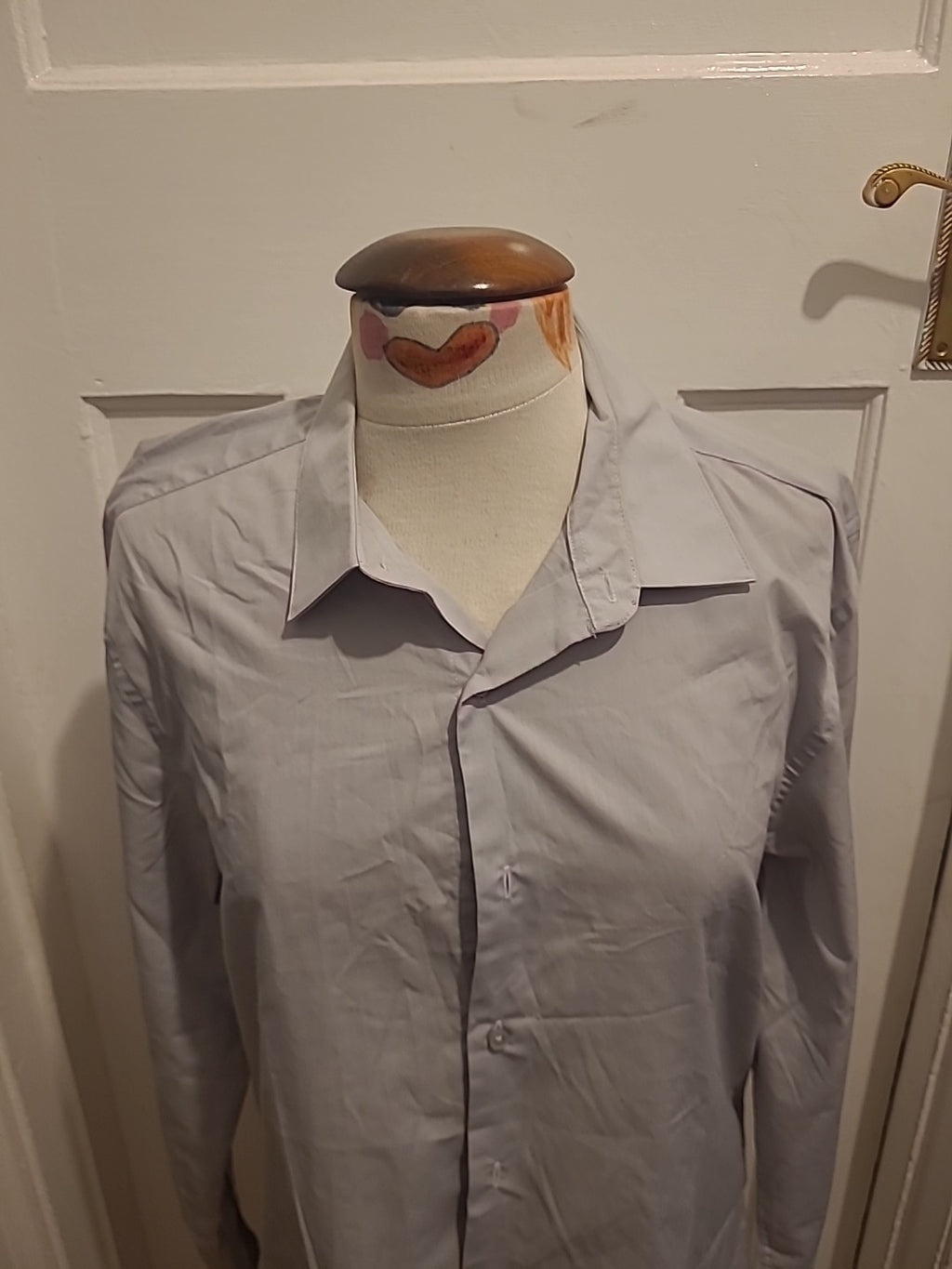 Mens Primark Size 16" Grey Slim Fit Long Sleeved Dress Formal Shirt