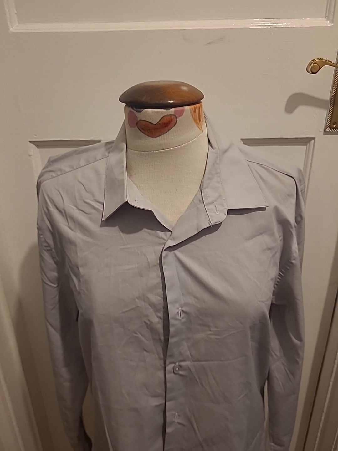 Mens Primark Size 16" Grey Slim Fit Long Sleeved Dress Formal Shirt