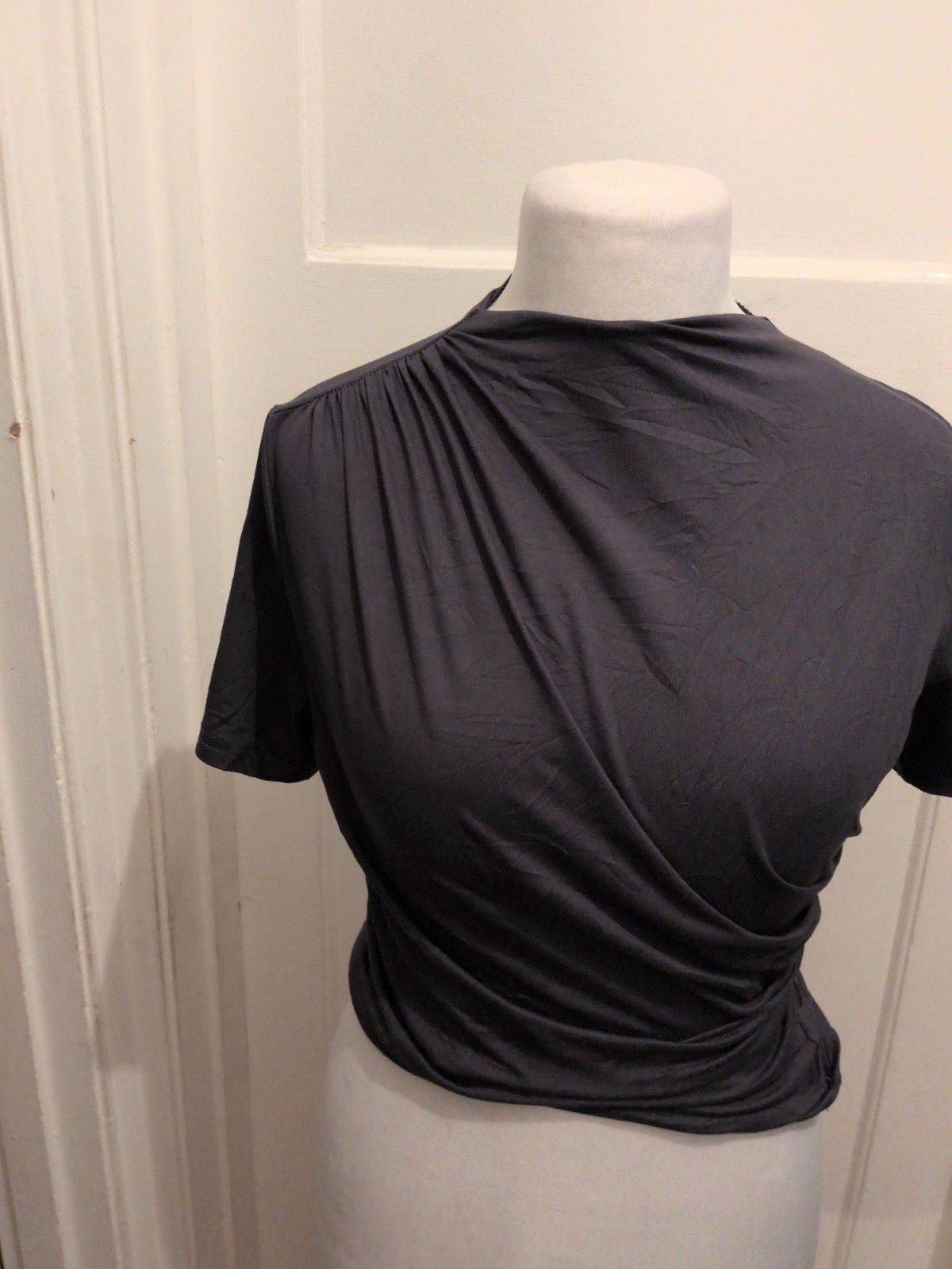 Shein Large Grey Short Sleeve Ruched T-shirt