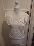 Ladies Zara Size Medium V Neck White Short Sleeved Blouse
