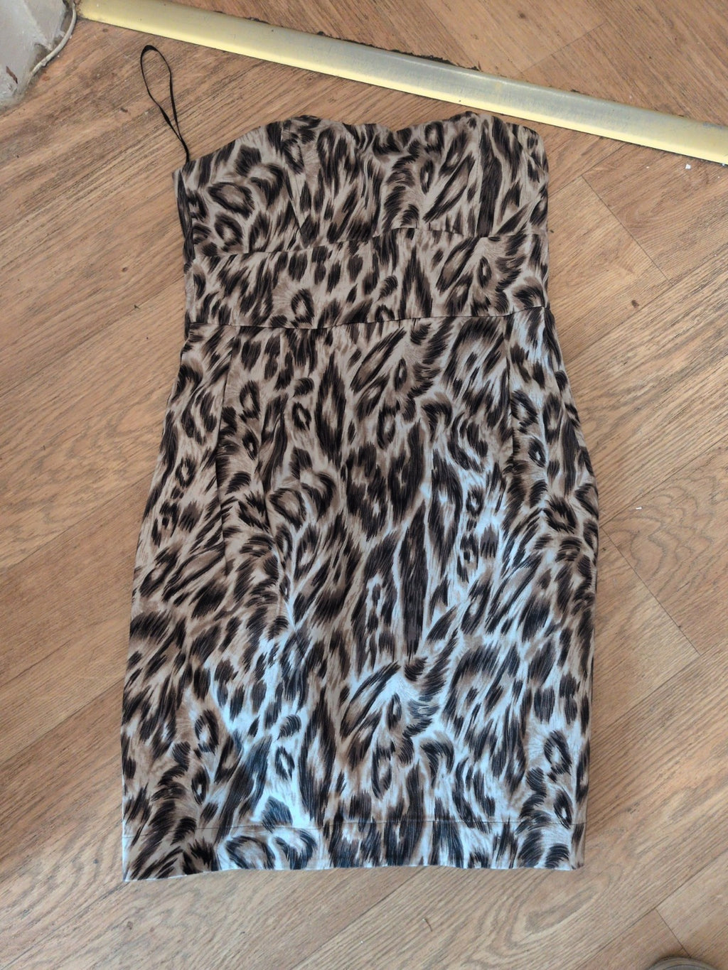 Papaya 10 Sleeveless Strapless Animal Print Boned Dress