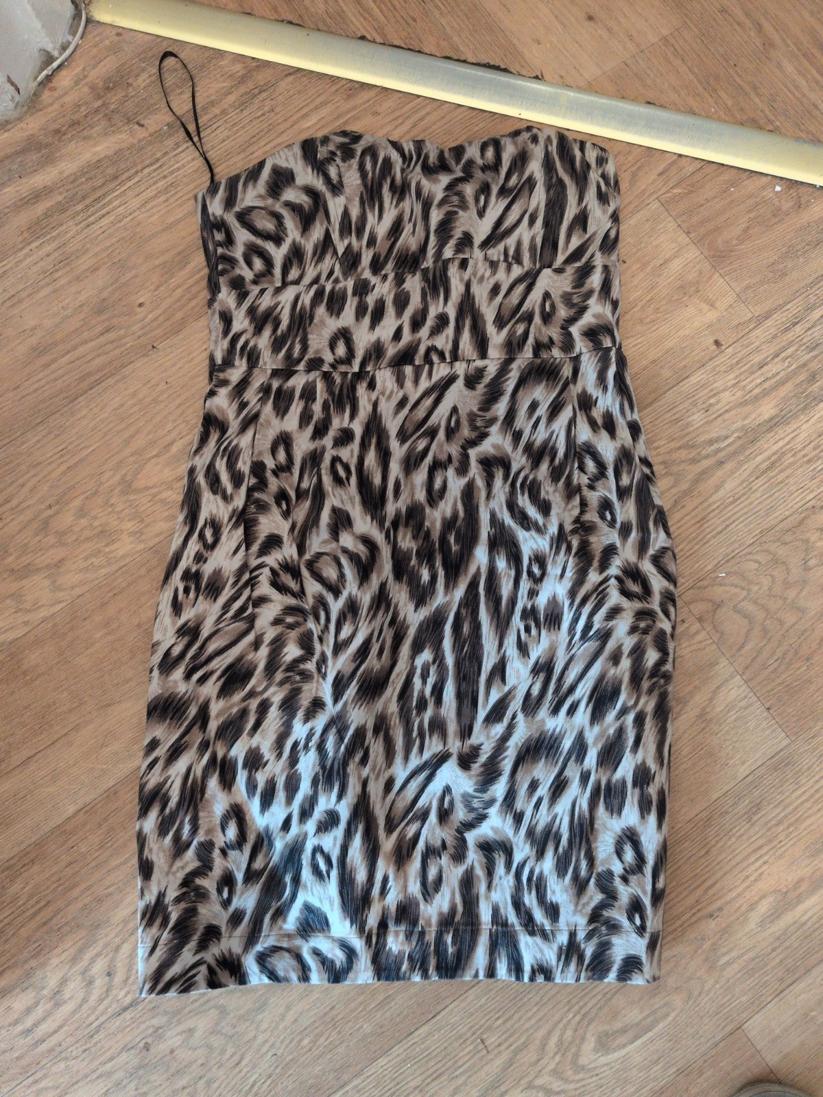 Papaya 10 Sleeveless Strapless Animal Print Boned Dress