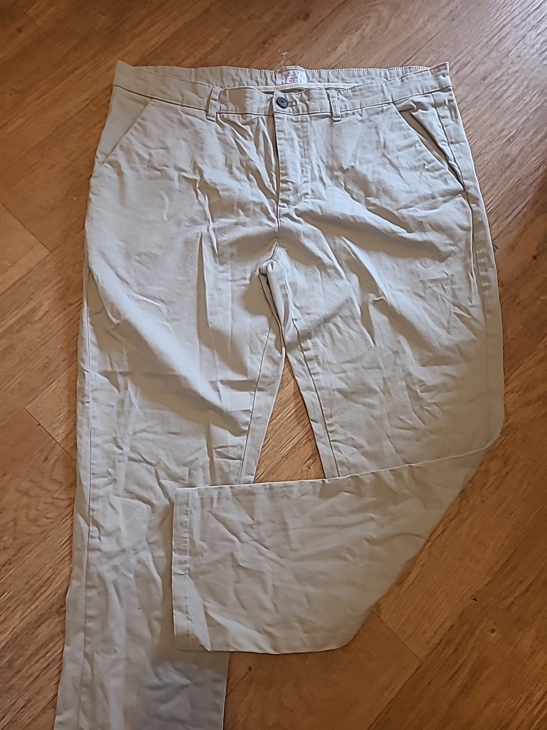 Mens Easy Size 40S Slim Fit Stone Chino